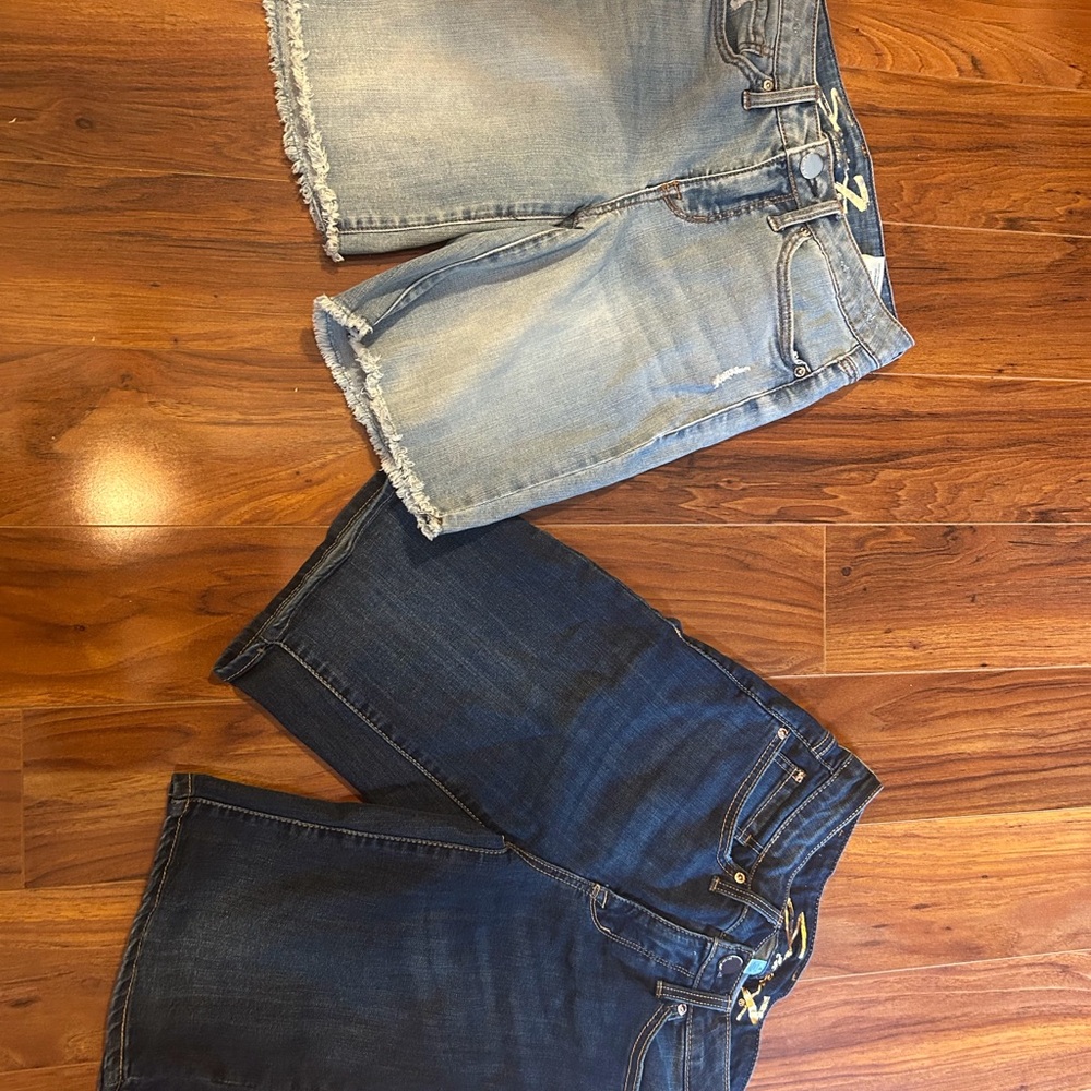 Pair of Light & Dark Blue Denim Shorts Set